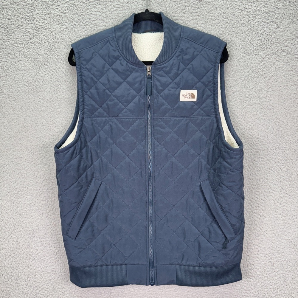 North Face Vest Mens L Gray Blue Cuchillo Insulated Vest 2.0 Quilted Outdoor - Picture 1 of 9
